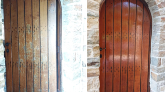 Tradinnove-Peinture-Elaerts-Porte-extérieure-en-bois-avant-après